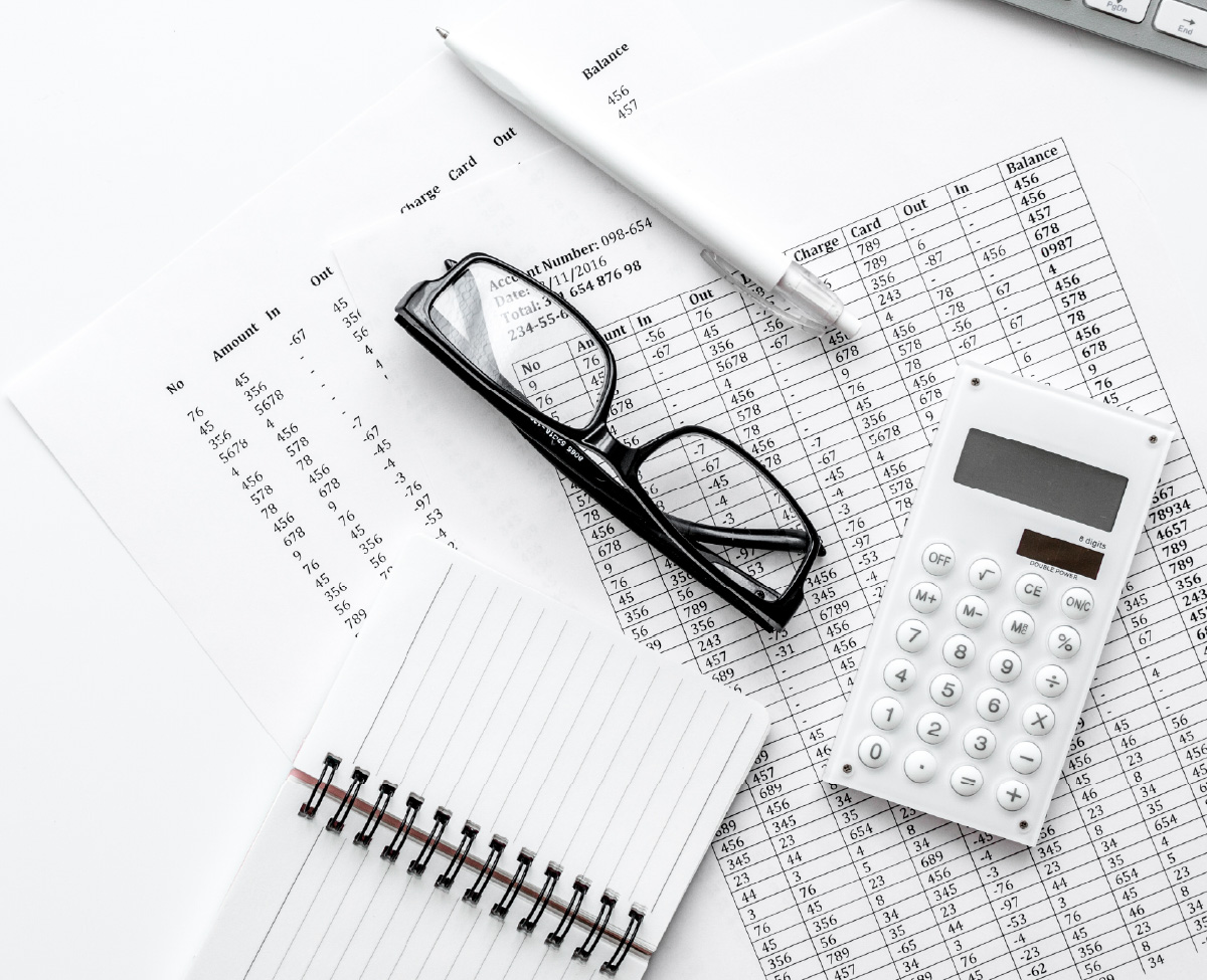 Bookkeeping paperwork handling all things finances.